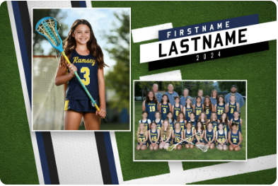 Traditional memory mate with athlete and team photo side by side