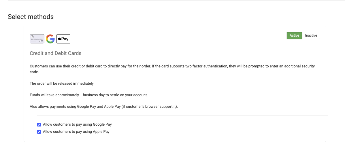 Customer selecting a payment method