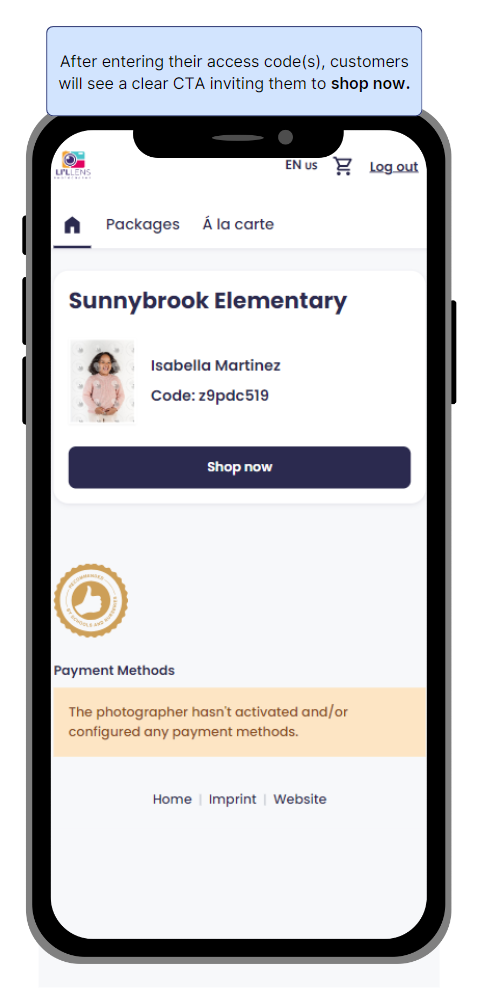 Mobile view of the shop login page