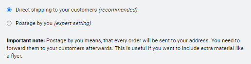 UK shipping setting
