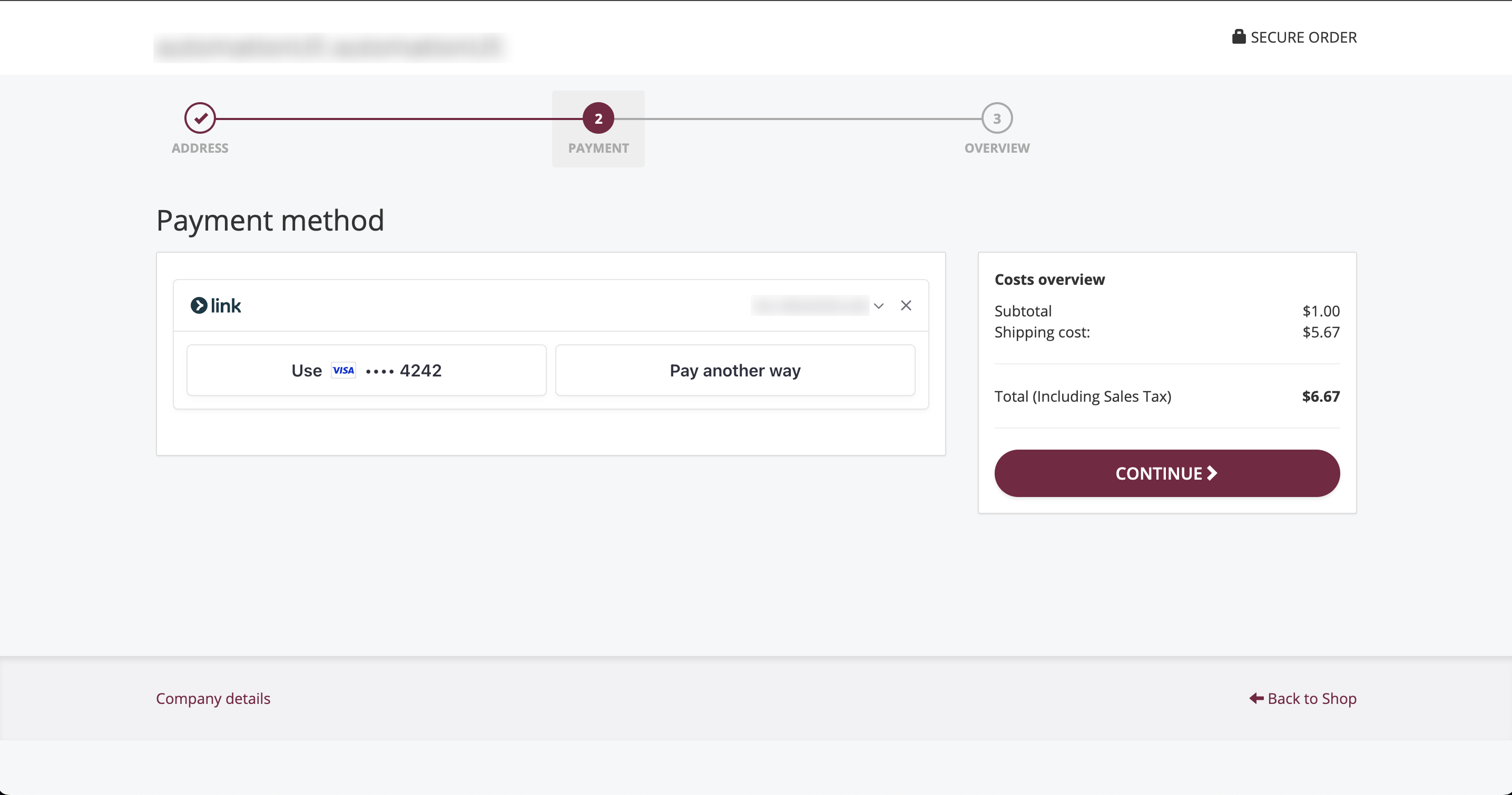 Stripe Link following use interface