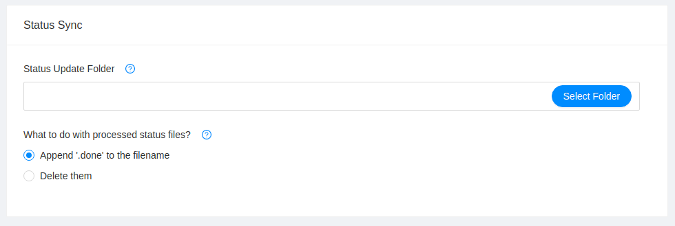 Status update folder selection for Status sync