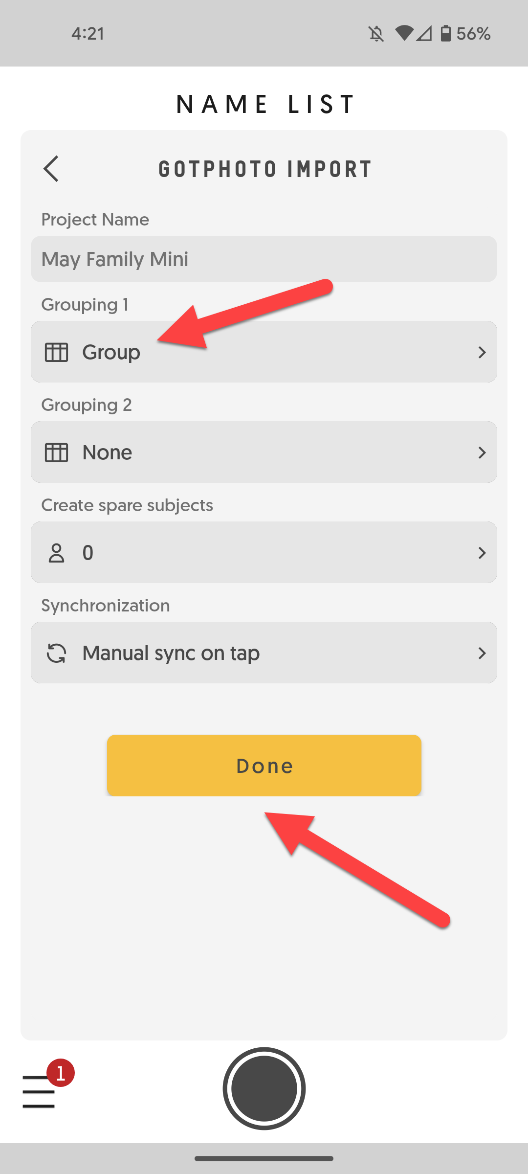 Import options screen showing grouping choices in Entagged