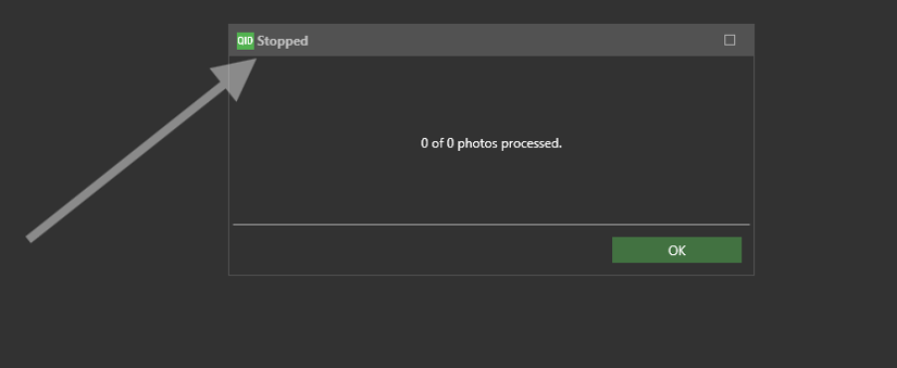 Photo import screen in QID/QMate showing missing photos