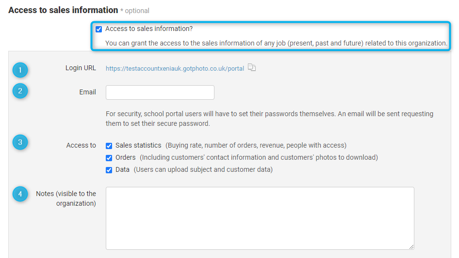 School Portal access settings enabled
